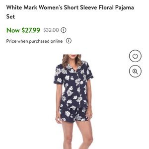 White Mark navy blue flower pajama set